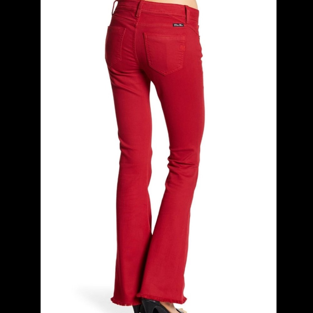 Miss me midrise wide leg flare jeans raw hem size 27 button up closure